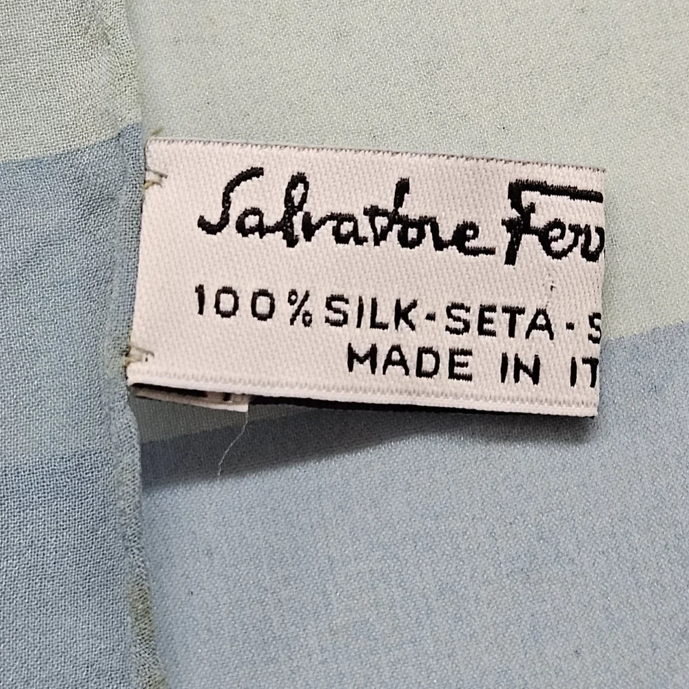 Salvatore Ferragamo Blue Floral Silk Scarf